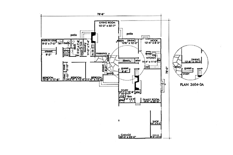 Architectural House Design - Floor Plan - Main Floor for Prairie House Plan #320-1316 - 3 bed, 3 bath