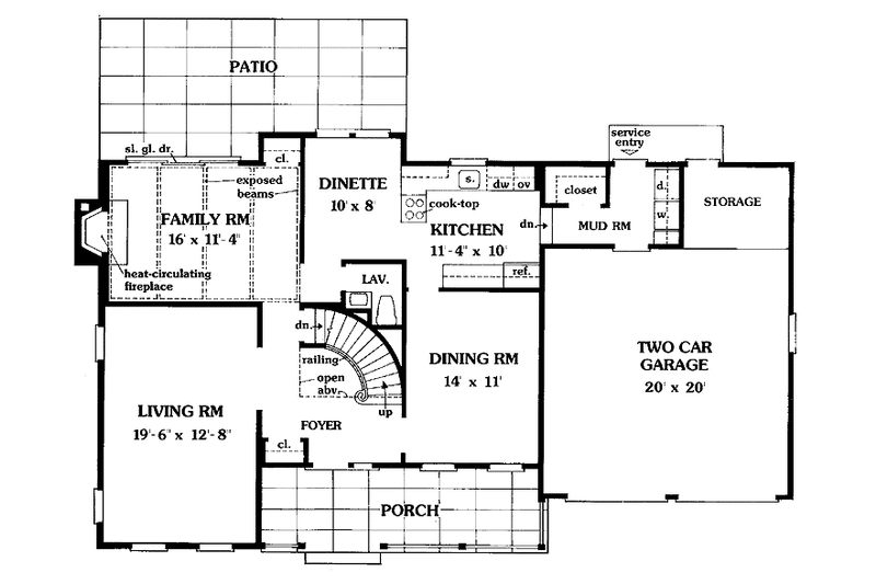 Dream House Plan - Floor Plan - Main Floor for Country House Plan #314-241 - 4 bed, 2.5 bath