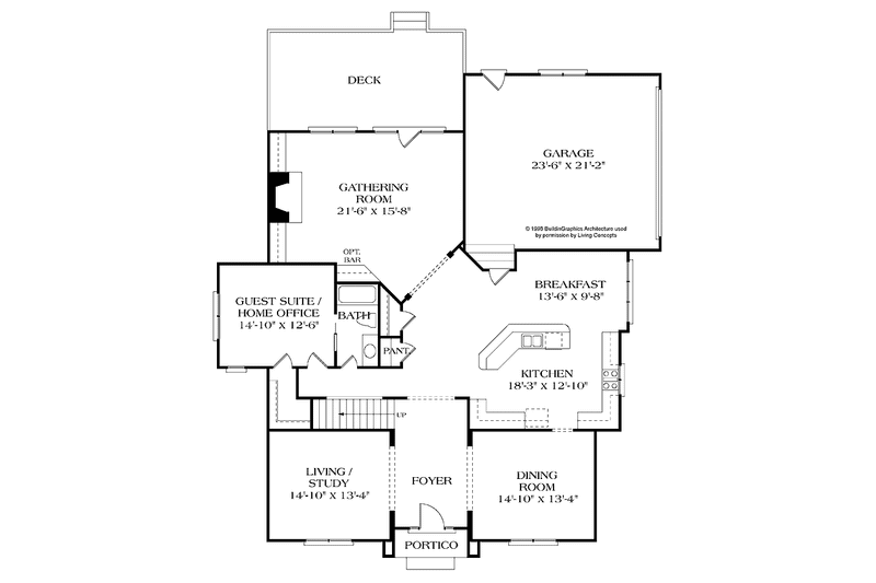 Home Plan - Floor Plan - Main Floor for Colonial House Plan #453-331 - 4 bed, 4 bath