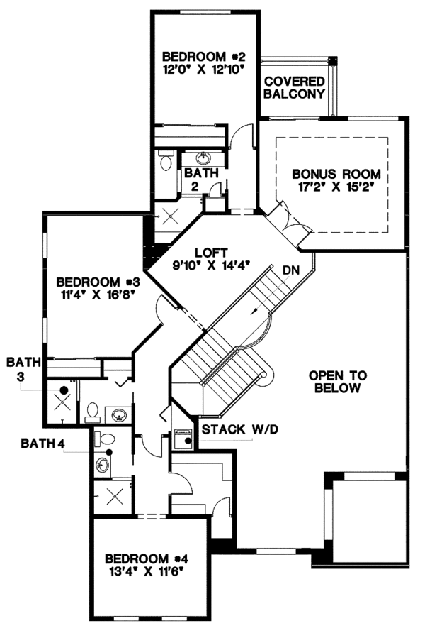 Architectural House Design - Mediterranean Floor Plan - Upper Floor Plan #1017-129