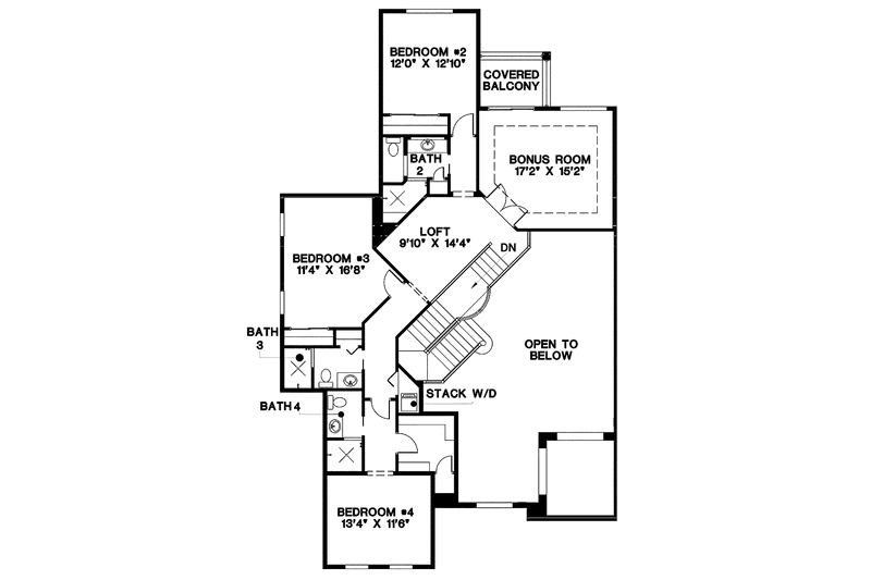 Architectural House Design - Floor Plan - Upper Floor for Mediterranean House Plan #1017-129 - 4 bed, 4.5 bath