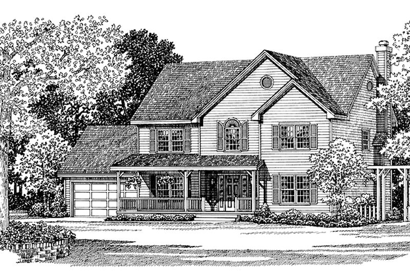 House Blueprint - Country Exterior - Front Elevation Plan #72-1047