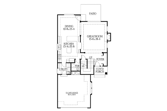 Floor Plan - Main Floor for Craftsman House Plan #132-293 - 3 bed, 2.5 bath