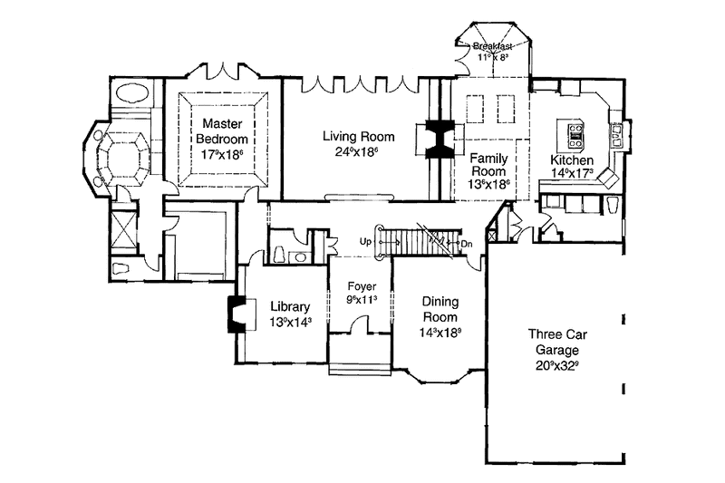 Home Plan - Floor Plan - Main Floor for Traditional House Plan #429-133 - 5 bed, 5.5 bath