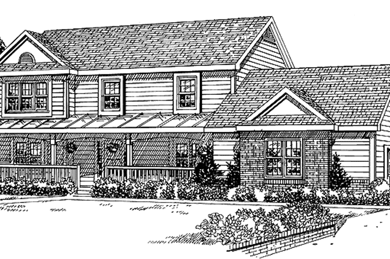 Architectural House Design - Exterior - Front Elevation for Country House Plan #72-1107 - 4 bed, 2.5 bath