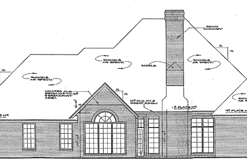 Home Plan - Exterior - Rear Elevation for Country House Plan #310-1192 - 4 bed, 3.5 bath