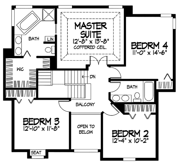 House Design - Traditional Floor Plan - Upper Floor Plan #320-873