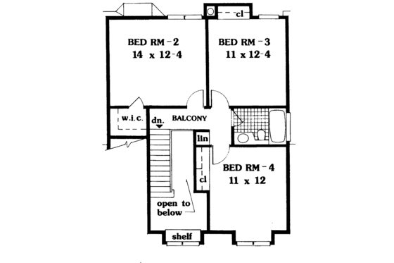 Floor Plan - Upper Floor for Country House Plan #3-235 - 5 bed, 2.5 bath