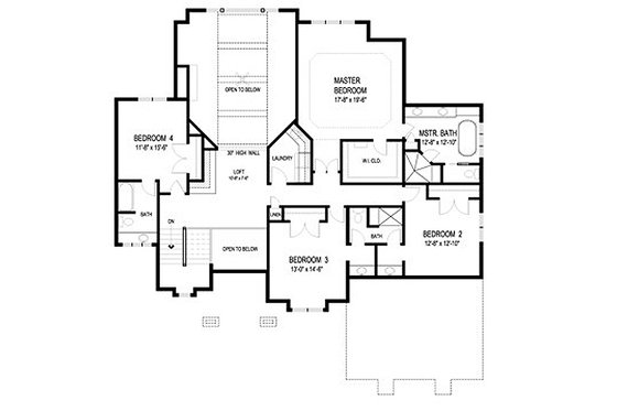 Floor Plan - Upper Floor for European House Plan #56-602 - 5 bed, 6 bath