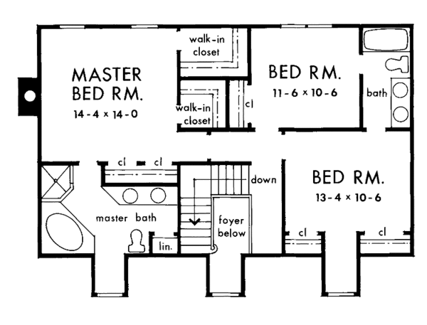 House Design - Colonial Floor Plan - Upper Floor Plan #929-99