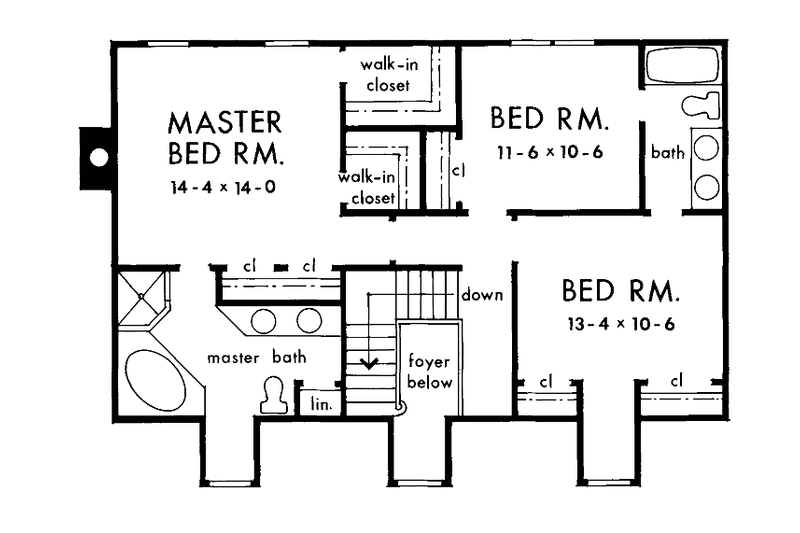 Home Plan - Floor Plan - Upper Floor for Colonial House Plan #929-99 - 3 bed, 2.5 bath