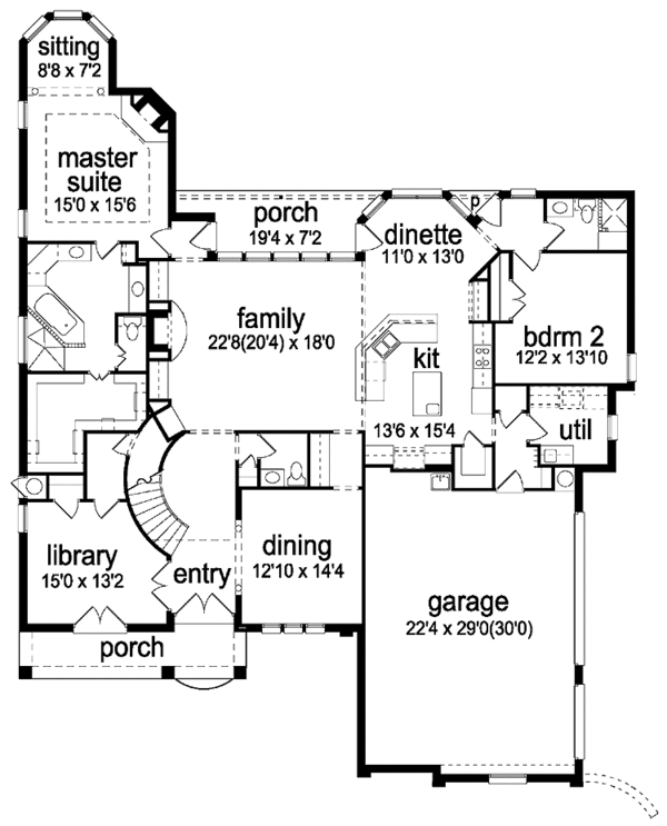 House Plan Design - Tudor Floor Plan - Main Floor Plan #84-740