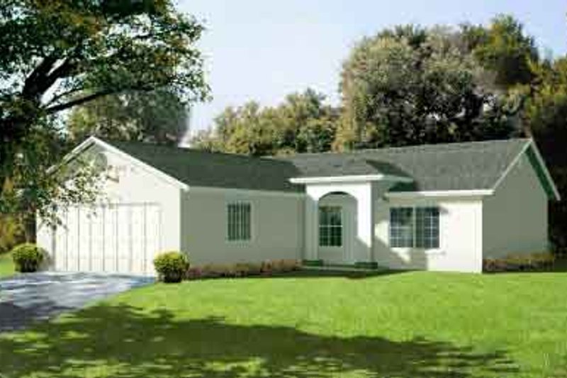 House Blueprint - Adobe / Southwestern Exterior - Front Elevation Plan #1-1060