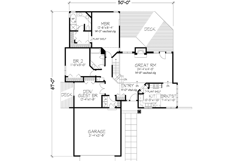 Home Plan - Floor Plan - Main Floor for Prairie House Plan #320-1120 - 2 bed, 2 bath
