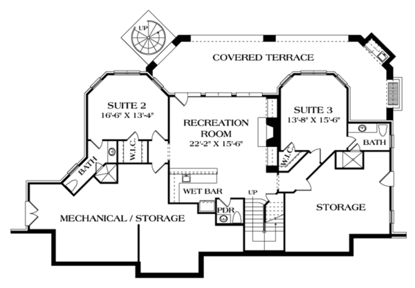 Architectural House Design - Craftsman Floor Plan - Lower Floor Plan #453-633