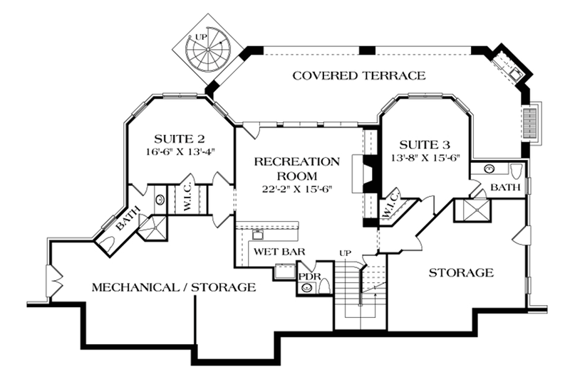 Dream House Plan - Floor Plan - Lower Floor for Craftsman House Plan #453-633 - 3 bed, 3 bath
