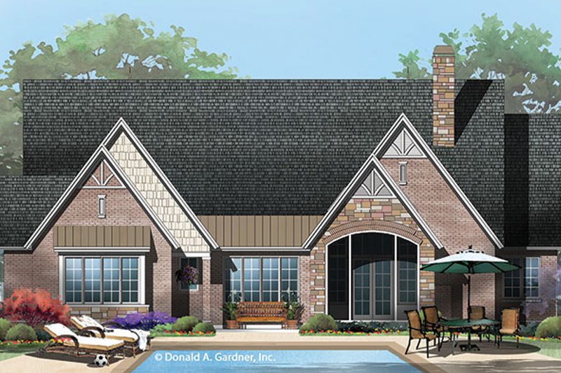 House Blueprint - Exterior - Rear Elevation 1 for European House Plan #929-956 - 3 bed, 2.5 bath