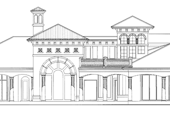 Exterior - Rear Elevation 2 for Mediterranean House Plan #930-34 - 4 bed, 4.5 bath