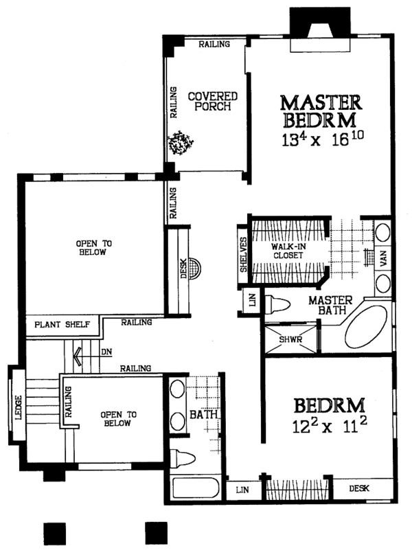 House Blueprint - Traditional Floor Plan - Upper Floor Plan #72-1093