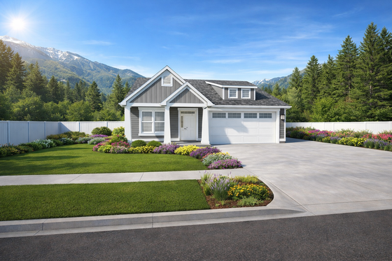 Exterior - Front Elevation 4 for Craftsman House Plan #1060-449 - 2 bed, 2 bath