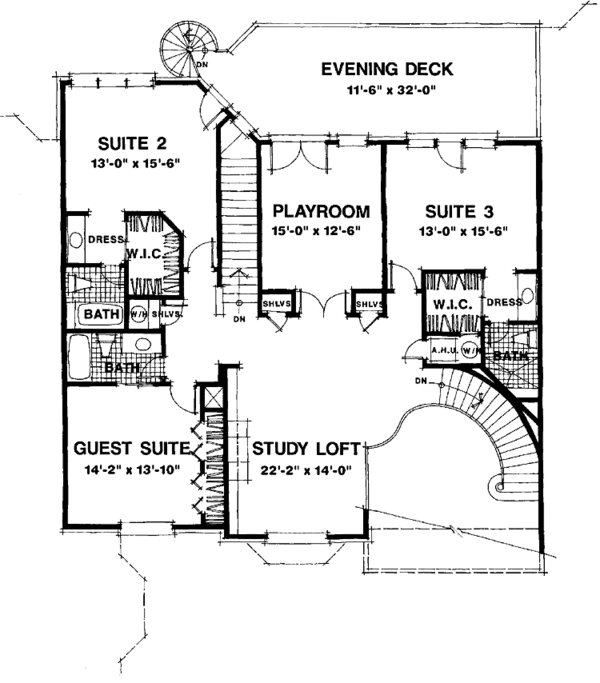 Dream House Plan - Country Floor Plan - Upper Floor Plan #1007-44