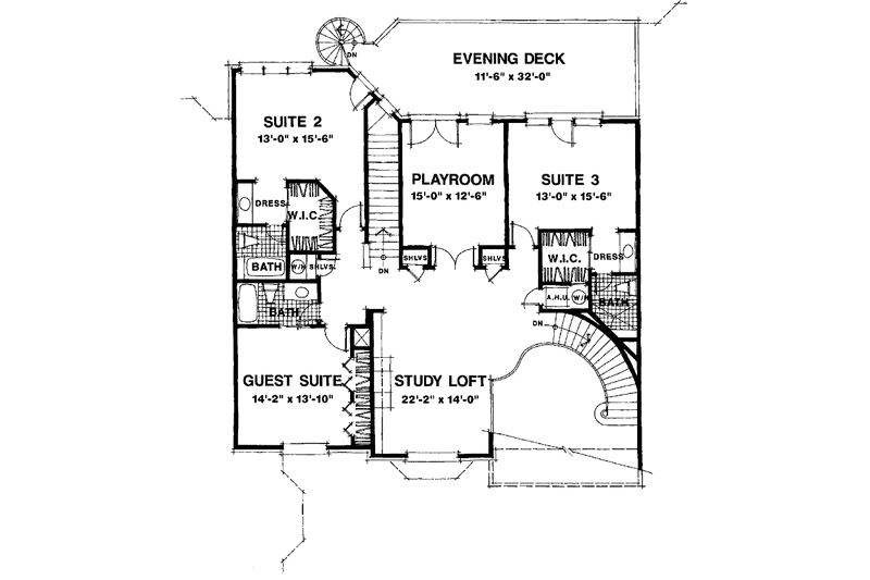 Home Plan - Floor Plan - Upper Floor for Country House Plan #1007-44 - 4 bed, 5.5 bath