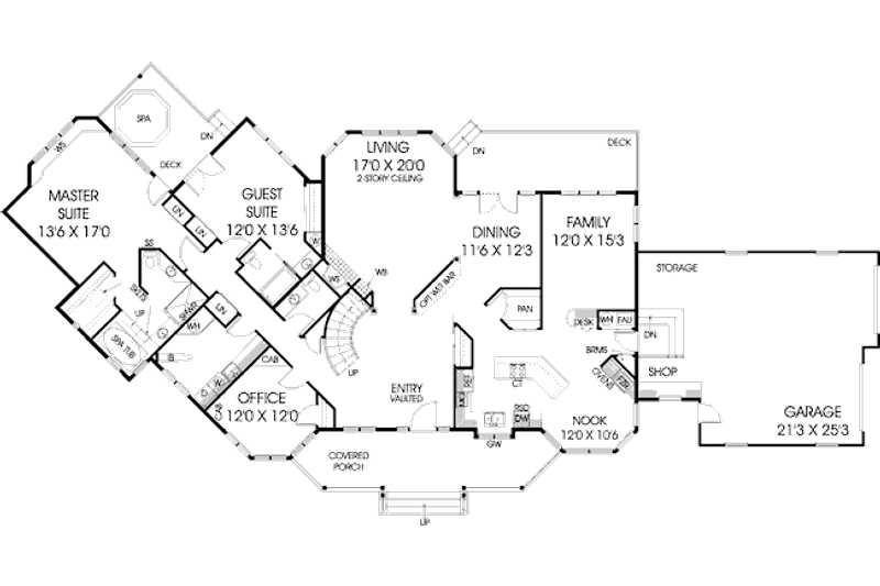 House Plan Design - Floor Plan - Main Floor for Tudor House Plan #60-241 - 4 bed, 3.5 bath