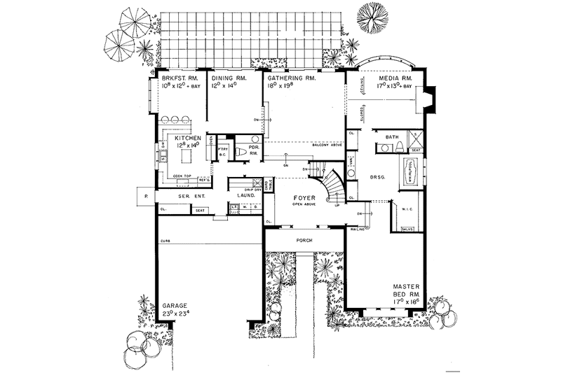Home Plan - Floor Plan - Main Floor for Prairie House Plan #72-992 - 3 bed, 3.5 bath