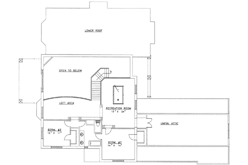 House Blueprint - Floor Plan - Upper Floor for Modern House Plan #117-426 - 3 bed, 2.5 bath