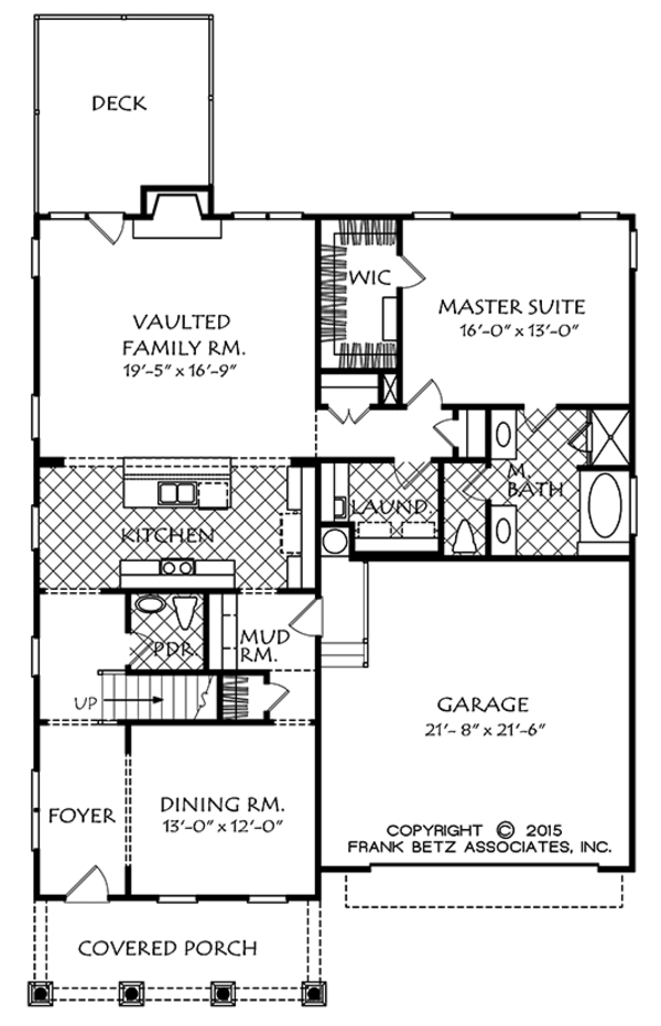 Architectural House Design - Colonial Floor Plan - Main Floor Plan #927-975