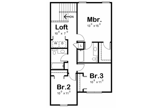 Floor Plan - Upper Floor for Traditional House Plan #20-2177 - 3 bed, 2.5 bath