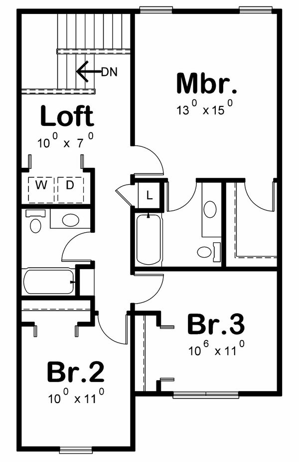 House Design - Traditional Floor Plan - Upper Floor Plan #20-2177