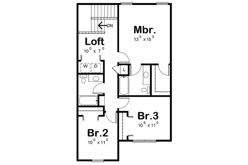 Dream House Plan - Floor Plan - Upper Floor for Traditional House Plan #20-2177 - 3 bed, 2.5 bath