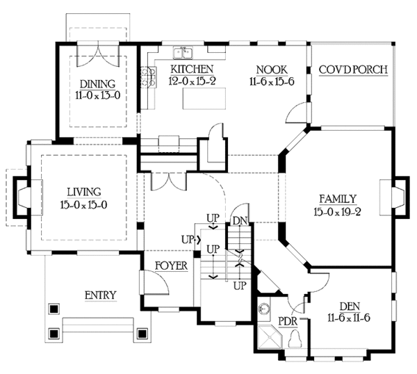 Craftsman Floor Plan - Main Floor Plan #132-467