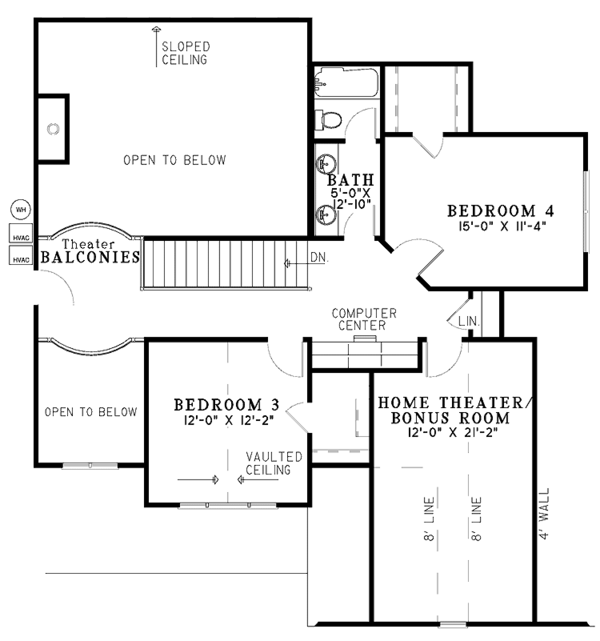Architectural House Design - Traditional Floor Plan - Upper Floor Plan #17-3125
