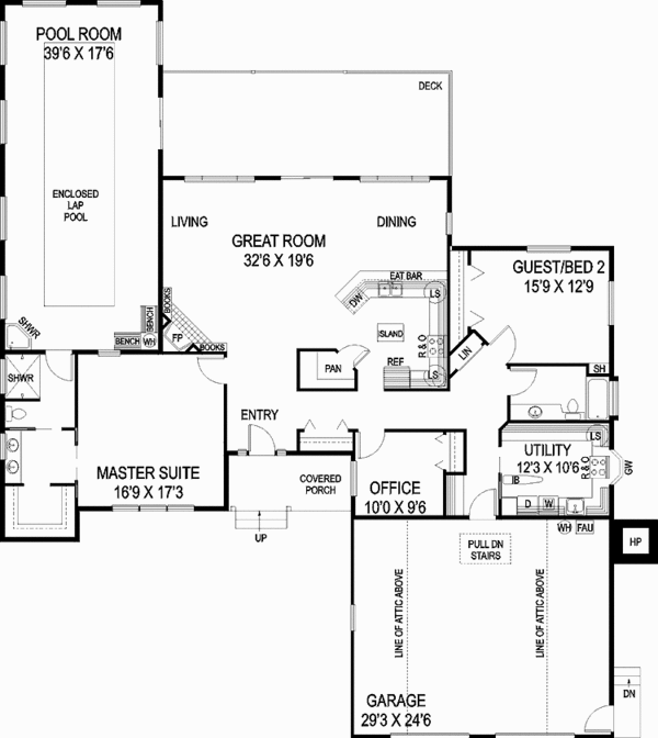 House Design - Prairie Floor Plan - Main Floor Plan #60-1012