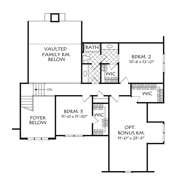Dream House Plan - Cottage Floor Plan - Upper Floor Plan #927-977