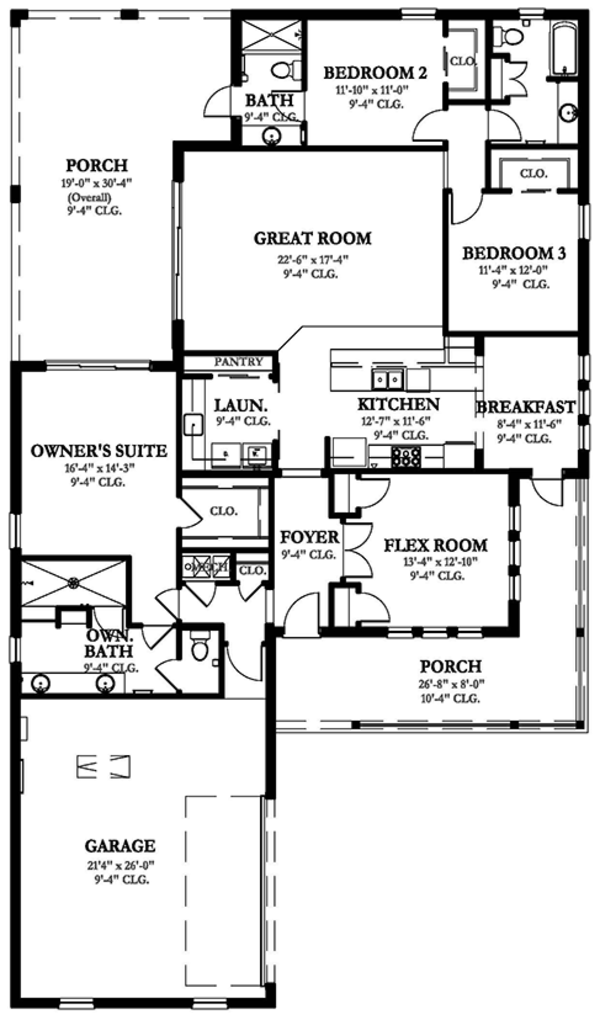 Dream House Plan - Ranch Floor Plan - Main Floor Plan #1058-98