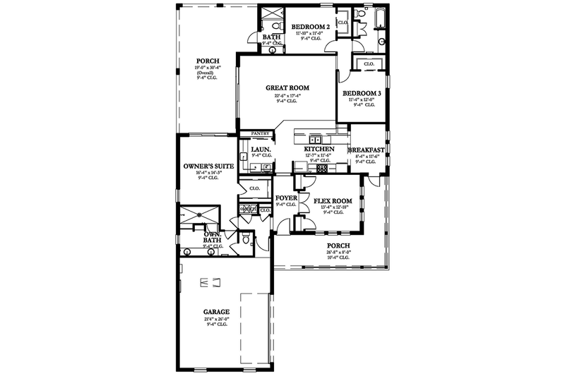 Architectural House Design - Floor Plan - Main Floor for Ranch House Plan #1058-98 - 3 bed, 3 bath