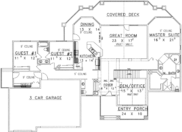 Architectural House Design - Traditional Floor Plan - Main Floor Plan #117-390