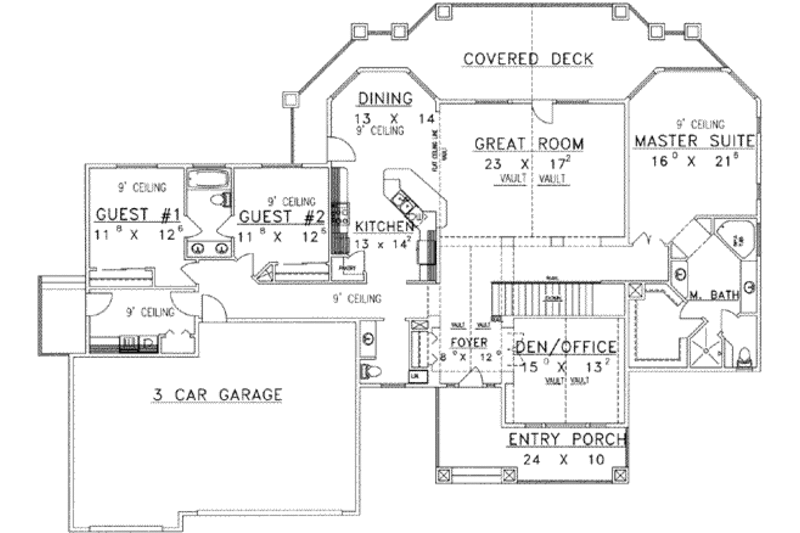 Traditional Style House Plan - 3 Beds 3.5 Baths 2709 Sq Ft Plan #117 