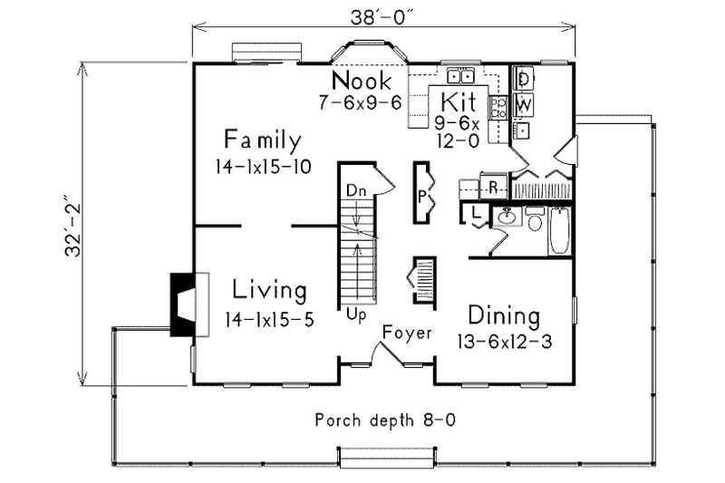 Architectural House Design - Floor Plan - Main Floor for Country House Plan #57-444 - 3 bed, 3 bath