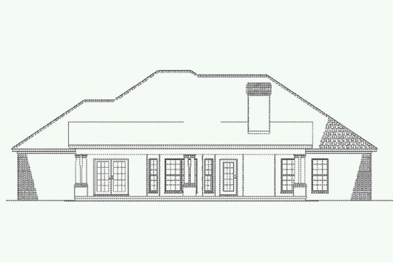 Exterior - Rear Elevation for Traditional House Plan #17-2168 - 3 bed, 2 bath