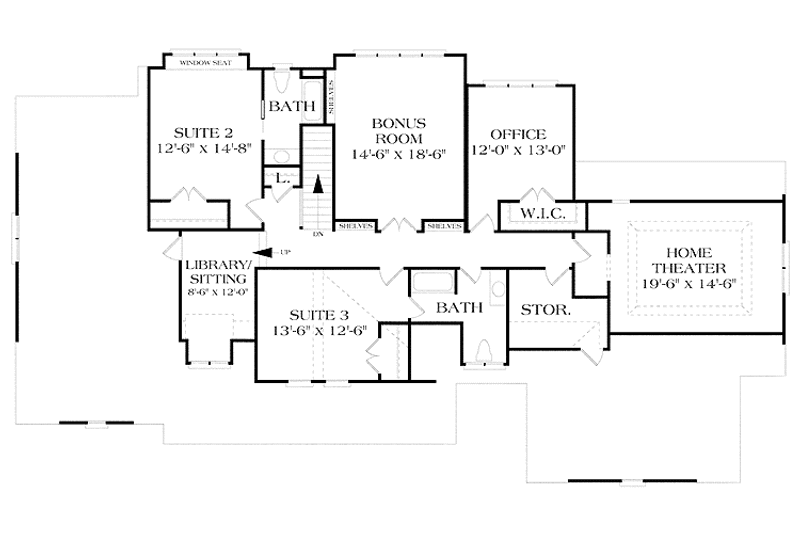 Dream House Plan - Floor Plan - Upper Floor for Craftsman House Plan #453-426 - 4 bed, 4 bath