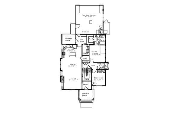 Floor Plan - Main Floor for Craftsman House Plan #895-71 - 4 bed, 3 bath