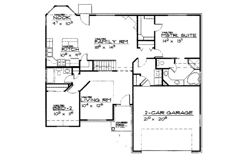 Home Plan - Floor Plan - Main Floor for European House Plan #308-267 - 2 bed, 2 bath
