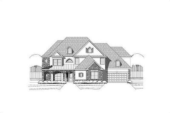 Exterior - Front Elevation for European House Plan #411-320 - 4 bed, 3.5 bath