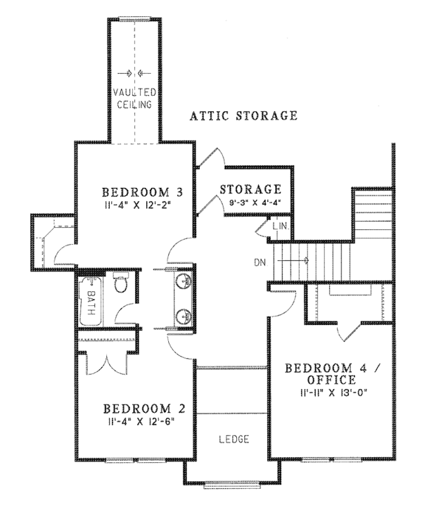 Architectural House Design - Traditional Floor Plan - Upper Floor Plan #17-2956