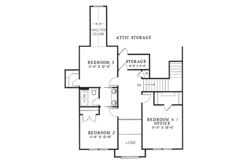 House Design - Floor Plan - Upper Floor for Traditional House Plan #17-2956 - 5 bed, 4.5 bath