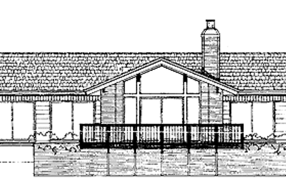 Exterior - Rear Elevation for Ranch House Plan #72-609 - 3 bed, 3.5 bath